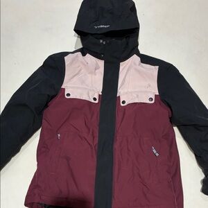 Black and Burgundy Hooded Jacket